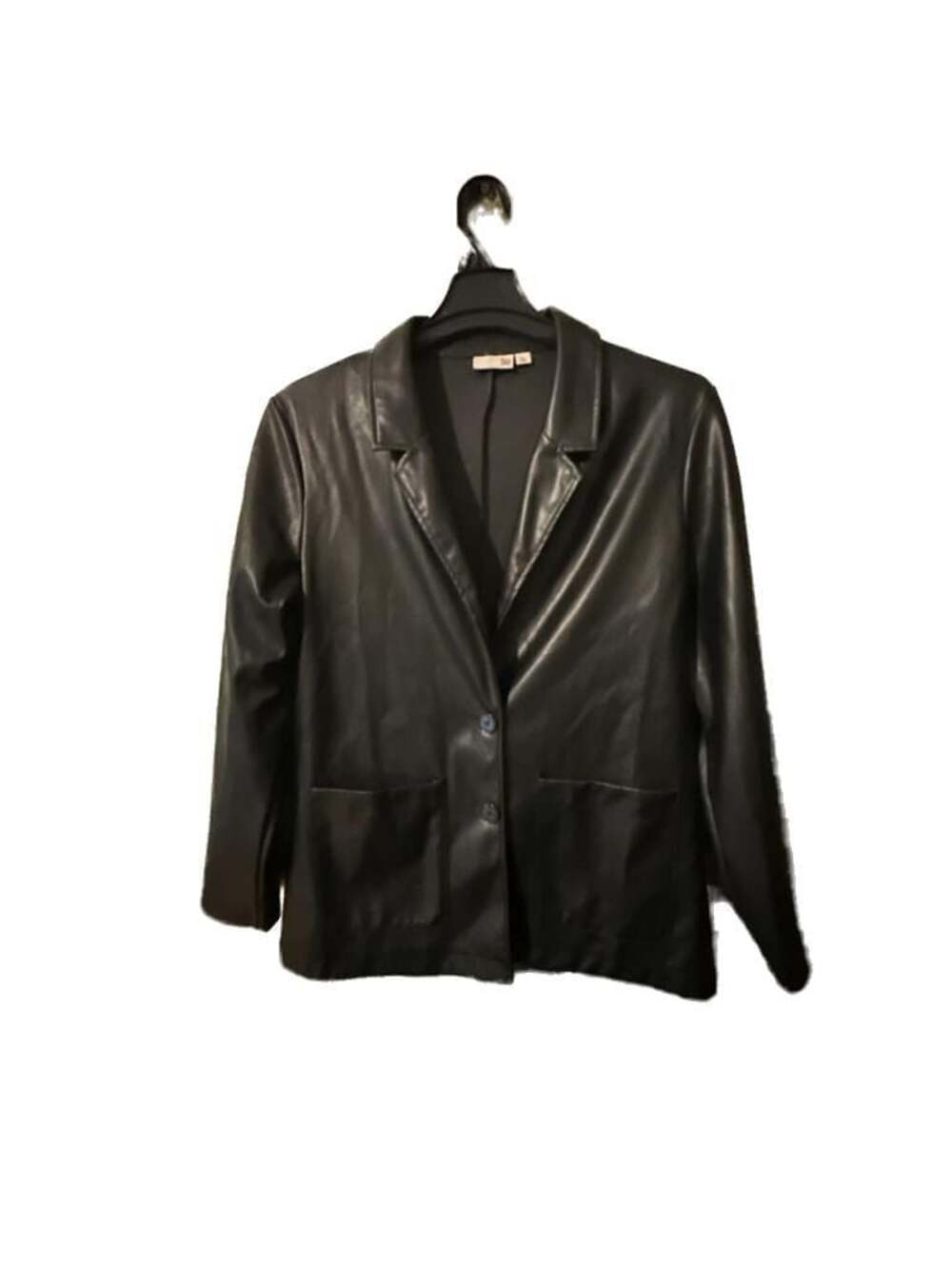 So Women's Black Faux Leather Blazer Jacket